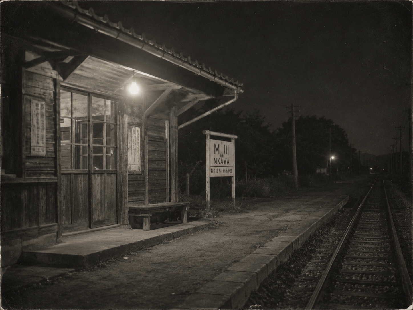 1949年頃のM川駅を描いた画像